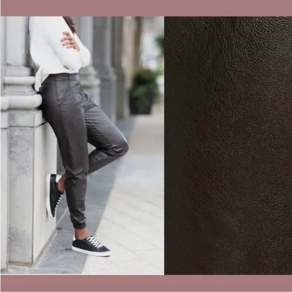 NWT $148‎ Spanx Faux Leather Jogger Pants in Noir Black